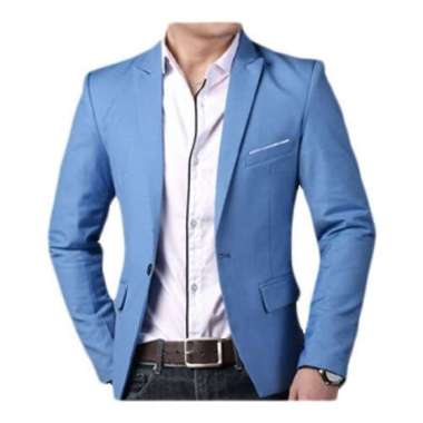 Jas pria jas wisuda jas blazer - Biru, S Biru Muda XL