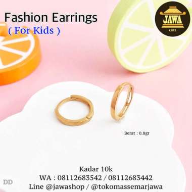 Anting Emas Jepit Bulat Kadar 10K 0.8 gram