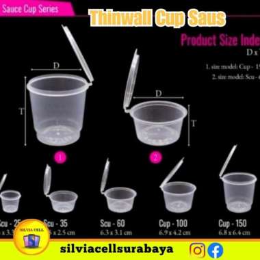 Thinwall Gelas Cup saus puding + tutup/ gelas plastik tebal agar 150