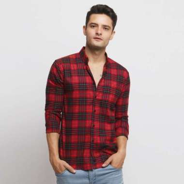 Jual Adamsbell Flanel Shirt Panjang Kemeja Pria - Biru