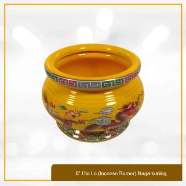 Tempat Bakar dupa / Hiolo 6" Hio Lo (Incense Burner) Kuning Naga kuning naga kuning naga