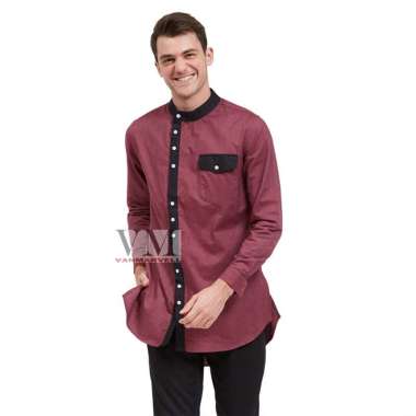 Jual VM Gamis Polos Baju Muslim Pria - Maroon Online Maret