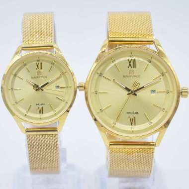 Jam Tangan Couple NAVIFORCE ORIGINAL Rantai Pasir Fitur Tanggal Aktif Waterproof Jam Tangan Casual J