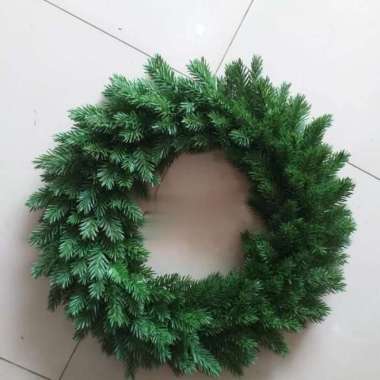 Hiasan dekorasi Natal Wreath Krans Ring Cemara Hijau Muda Ukuran Besar
