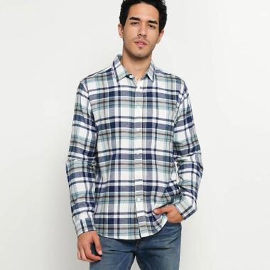 Jual MENTLI Ben Flannel Shirt Kemeja Pria - Biru Online