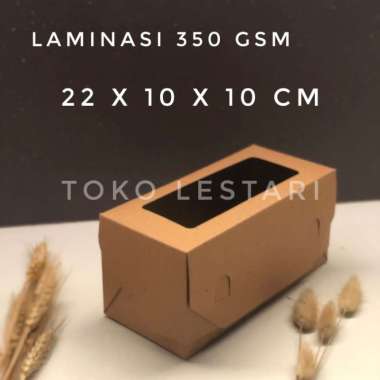 Box Kraft Coklat LAMINASI JENDELA Untuk Kotak Roti Kue 22x10x10 cm