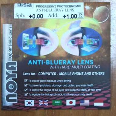 Noya Blue chromic Lensa kacamata Progresif photochromic Grey 1.56