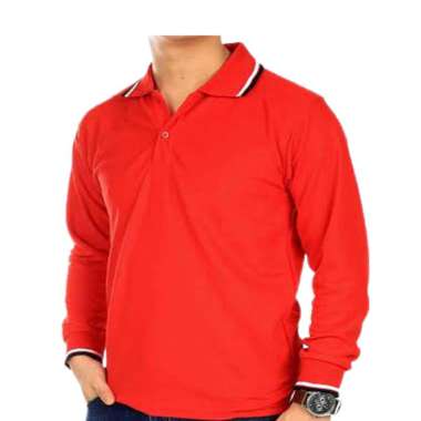 Promo Kaos polos Kerah Lengan Panjang Fashion Marun - Zaida Jaya di