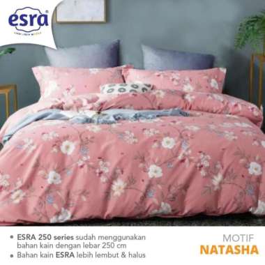 Sprei Katun Lokal Esra motif NATASHA Bunga Floral Pink 160 x 200