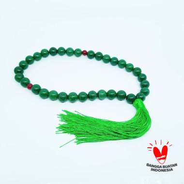 Tasbih 33 Butir Batu Giok Asli Burma Hijau 13mm - VeE Kalung Tasbih Muslim