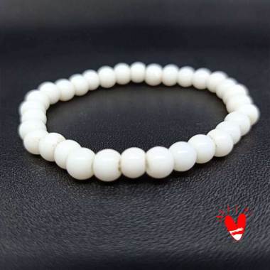 Gelang Batu Giok Asli Cina Bola 6mm Putih - Vee Bracelet Terapi Kesehatan