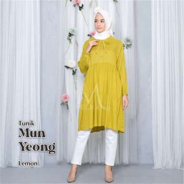 PMI- TUNIK DRES WANITA KOREA MOTIF MUN YEONG MAROON
