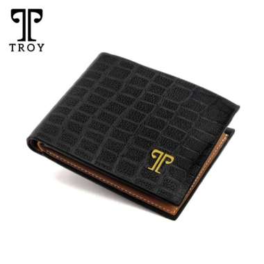 Dompet Pria Troy Croco Bahan Kulit - Hitam 100 % ORIGINAL Multicolor