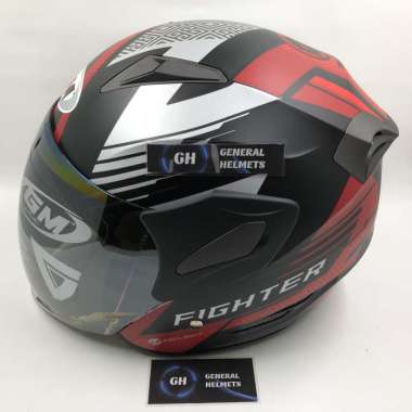 HELM GM FIGHTER MOTIF ZIGO BLACK RED DOFF HALF FACE L