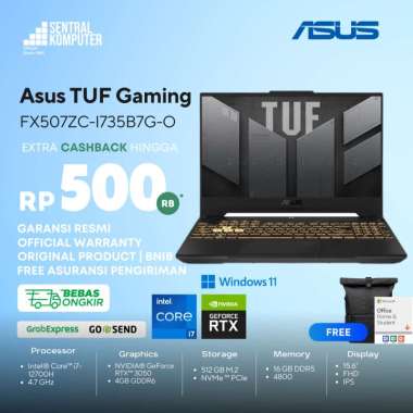 Jual ASUS TUF Gaming F15 FX507ZC-I735B7G-O - Jaeger Gray [Intel® Core