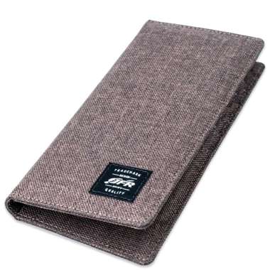 Dompet Pria Dompet Panjang Fashion pria keren Dompet Pria Bahan Kulit Canvas J brown