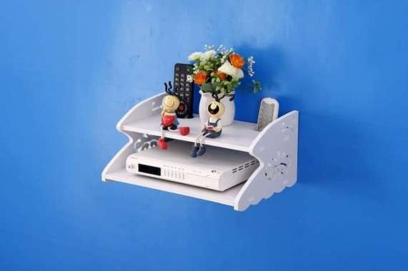 Jual Rak Dvd Wifi Receiver Dinding Vintage 3 Susun Kayu Ractengular Top
