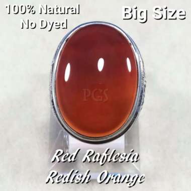 CINCIN BATU AKIK NATURAL RED RAFLESIA REDISH ORANGE BIGSIZE RING 7