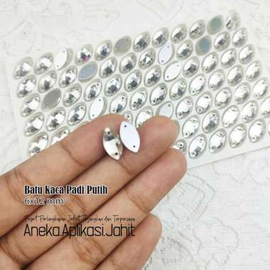 84 BIJI BATU KACA 6X12 MM PUTIH POLOS