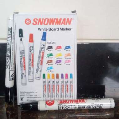Jual Snowman Whiteboard Marker BG-12 Hitam Spidol [12 Pcs