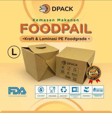 Food Pail Size L Per100|Paper Rice Box|Kraft Paper FoodGrade Lunch Box