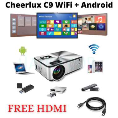 Jual CHEERLUX C9 Android WiFi TV Tuner LED Projector 2800