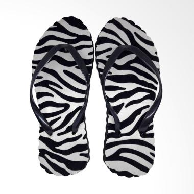 Jual The Alas Kaki  Motif Zebra Sandal  Jepit Wanita  White 