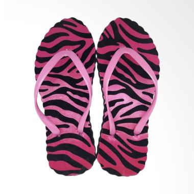 Jual The Alas Kaki Motif Zebra Sandal Jepit Wanita - Pink