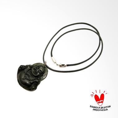Vee Terapi Kesehatan Batu Giok Hitam Bergambar Buddha Kalung Liontin Hitam