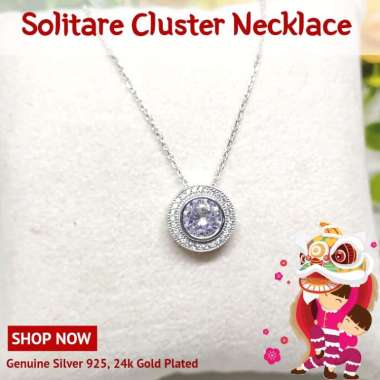 BCL422 PERHIASAN KALUNG LIONTIN KOYE SOLITARE CLUSTER PERAK SILVER 925 LAPIS EMAS PUTIH ASLI ORIGINA