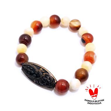 Vee Batu Giok Coklat Gading Spacer Gelang Terapi Kesehatan COKLAT