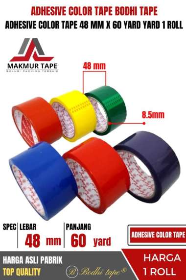 LAKBAN WARNA 48MM X 60YARD BODHI TAPE ROLL Termurah Berkualitas MERAH