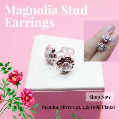 BCA365 PERHIASAN ANTING TOGE DEWASA ANAK ANAK MAGNOLIA PERAK SILVER 925 LAPIS EMAS ASLI ORIGINAL