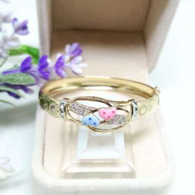 Beauty Culture BCGA006Z Double Love Gelang Bangle Anak - Perak Silver 925 Lapis Emas Putih [Original