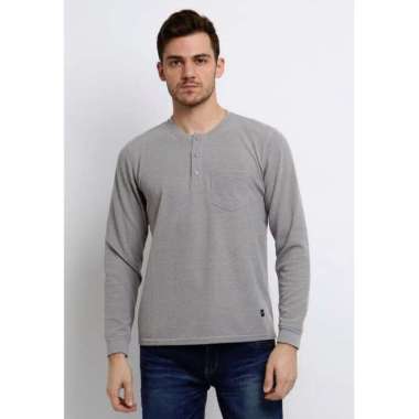 Jual Valentino Kaos Polo Lengan Panjang Pria - Dark Grey