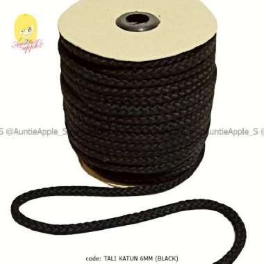 TALI TAMBANG KATUN 6MM BLACK/TALI TAS SERUT/DIY MACRAME/TALI DEKORASI