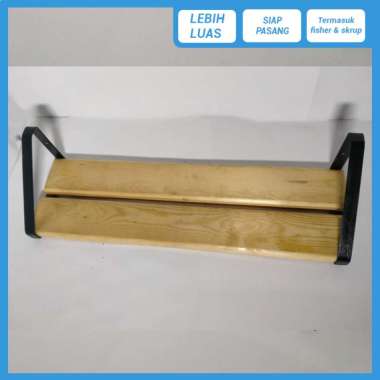 Jual TORA rak dinding 2 ambalan kayu dan besi buku make up ...
