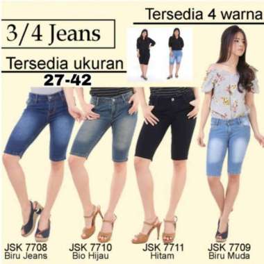 [SIZE 27-42] Celana 3/4 Jeans Wanita Celana Jeans Pendek Celana Santai Jumbo Big Size JSK Jeans 42 B