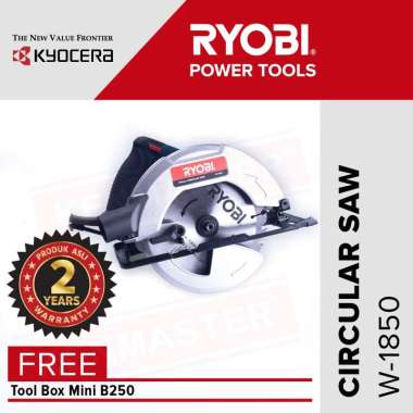 Ryobi Circular Saw W-1850 / Gergaji Listrik / Mesin Gergaji Kayu - FREE Tool Box Mini B250 + Face Sh