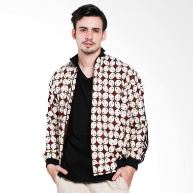 Jual Batik Distro Panjang Strip Jaket Pria - Brown [T1228