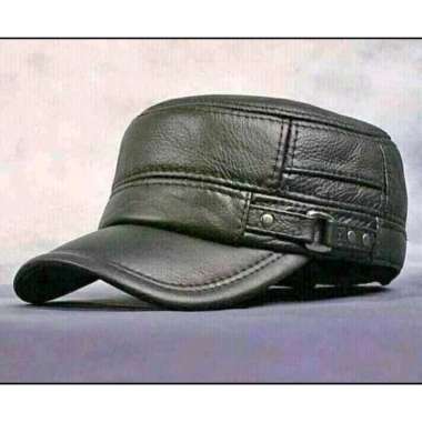 Topi komando kulit / Topi komando ring / Topi komando pria Hitam