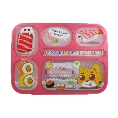 Yooyee 579 Bento Lunch Box Kotak Makan Anak Sekat  [6 Sekat] Pink