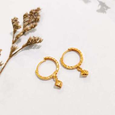Anting wanita model bulat gantung minimalis emas asli - 1.66gr Love875