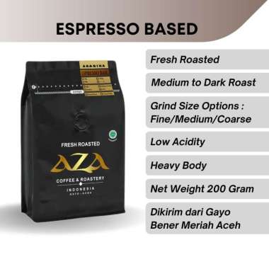 AZA Coffee Kopi Susu Arabika Gayo Aceh Espresso Base 200g Kualitas Terbaik Biji Roasted Bean