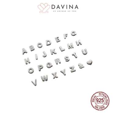 DAVINA Alphabet Pendant Sterling Silver 925 - Liontin Kalung Wanita Perak S925 Inisial Huruf Abjad Y