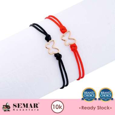 Gelang Tali Emas Butterfly Polos Gold 10K Semar Nusantara, Warna Merah