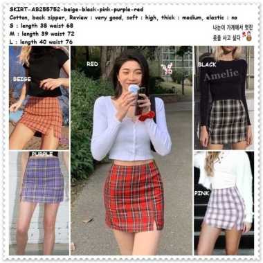 AB255752 Rok Span Rok Mini Skirt Kotak Tartan Wanita Korea Import