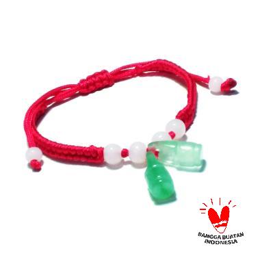 Vee Model 10-2 Oval Batu Giok Gelang Wanita hijau