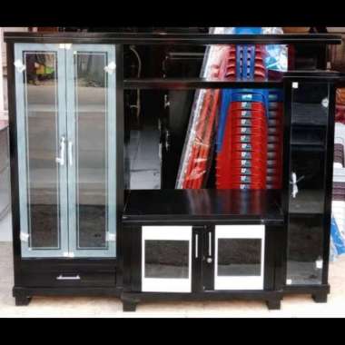 Bufet TV Minimalis Medium Pintu Kaca Sandblast (Harga Promo)