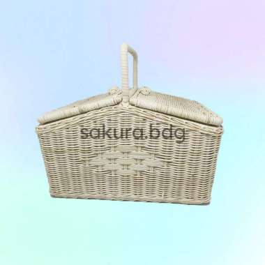K88XXLB - Keranjang piknik rotan jumbo 40x27x20-25 cm triplek souvenir Natural